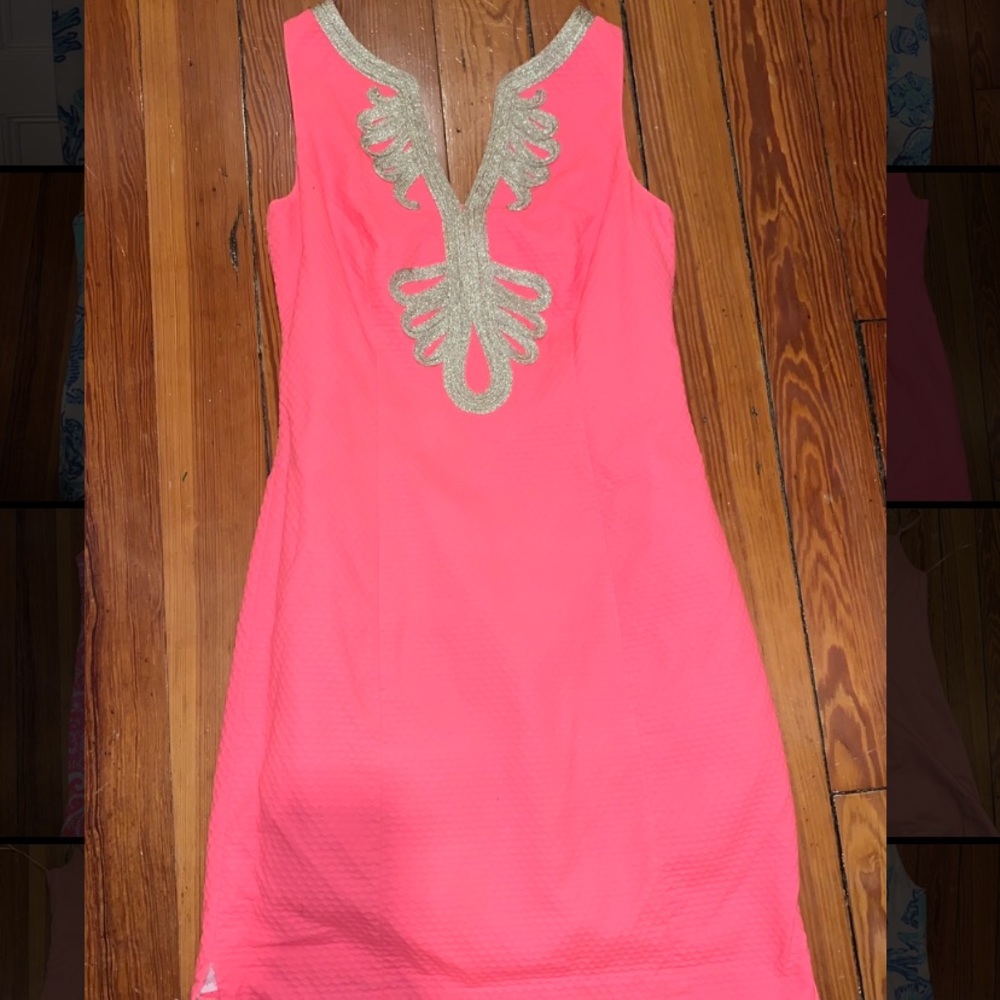 Lilly Pulitzer Coral/Pink/Gold Shift Dress
